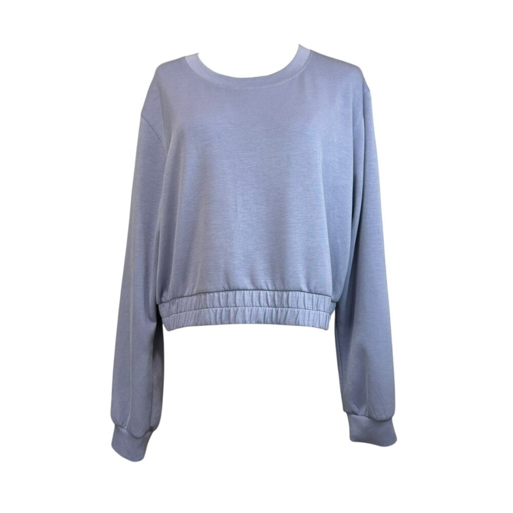Yogalicious Blue Cropped Sweatshirt Women’s Size L Modal Blend Pullover